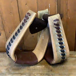 Flat Bottom Roper Stirrup - Rawhide Wrapped