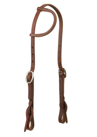 One Ear - Working Tack Quick Change Single-Ply Headstall, Leather Tab Ends