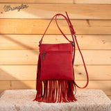 Crossbody Purse - Wrangler - Leather Fringe Denim Jean Pocket
