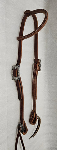 One Ear Headstall - 2 Buckle and Conchos OE7