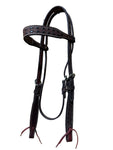 Browband Headstall - Scott Thomas - Chocolate Roughout & Black Buckstitch