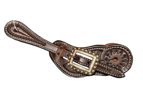 Cowperson Tack - Spur Straps - Dark W/Buckle & Dots Ladies