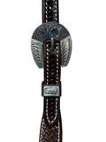 One Ear Headstall - Scott Thomas - Chocolate w/Cards Buckle