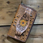 American Darling - Clutch Wallet Hand Tooled - Flower