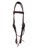 Browband Headstall - Scott Thomas - Latigo Leather w/Card Suit Buckles
