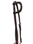 One Ear Headstall - Scott Thomas - Chocolate Rough Out with Black Buckstitch
