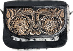 Cowhide Crossbody Bag - Floral Tooled