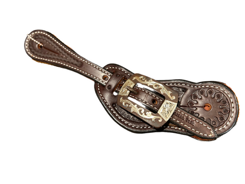 Cowperson Tack - Spur Straps - Dark W/Floral Buckle Ladies