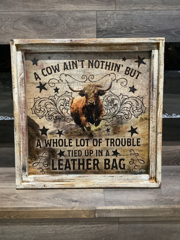 Trouble Maker Trading Company Sign - Leather Bag