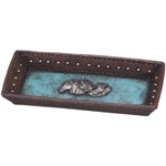 Tray Blue Leather Horses