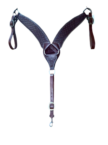 Scott Thomas Breast Collar - 3” Spider Stamp Dark Oil