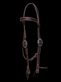 Browband Headstall - Scott Thomas - Latigo Leather w/Floral Buckles