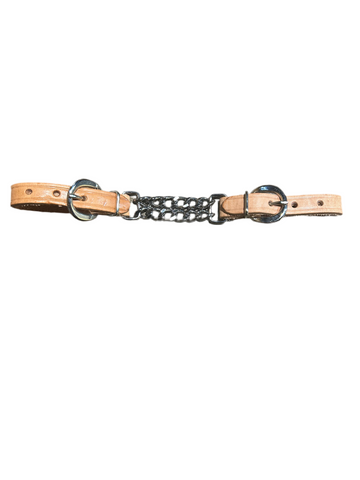 Curb Strap - Double Chain with Natural Leather