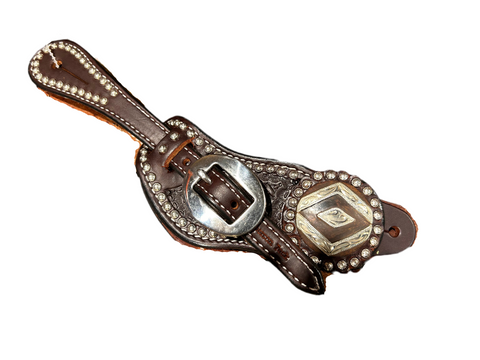 Cowperson Tack - Spur Straps - Dark W/Diamond Concho & Dots Ladies