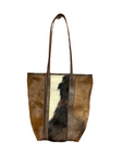 Tri-Colour Cowhide Bag with Leather Strap