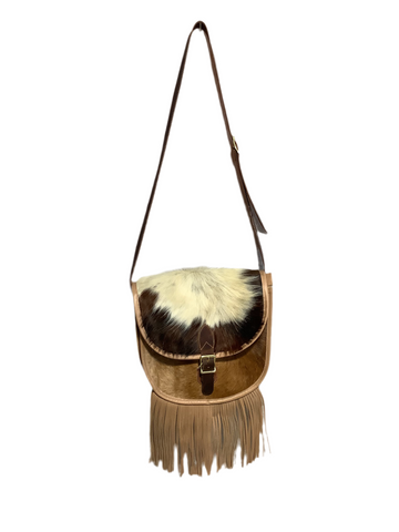 Tan Cowhide Purse with Fringe