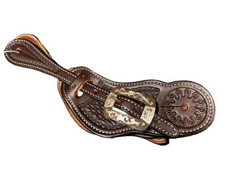 Cowperson Tack - Spur Straps - Dark W/Floral Buckle Men's