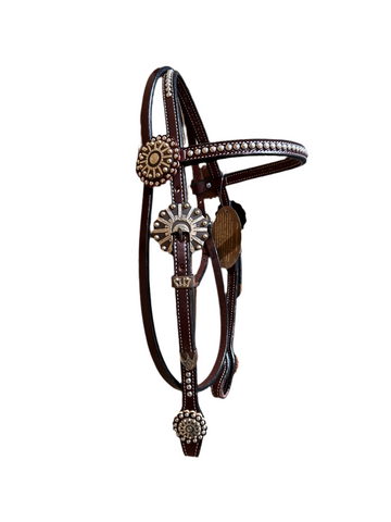 Browband Headstall - Cowperson Tack w/Conchos, Buckle & Dots