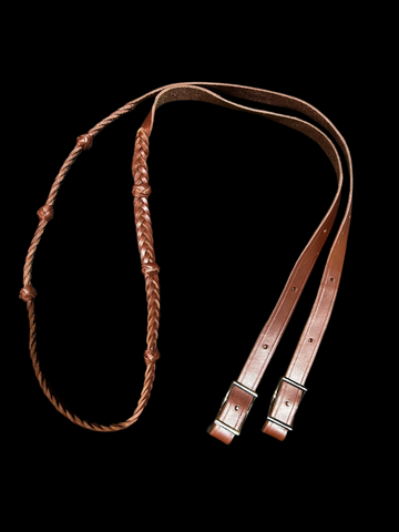 Leather Braided Barrel Reins w/Knots