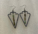 Wild Whiskey Creations - Earrings - Arrowheads with Green Stones