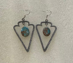 Wild Whiskey Creations - Earrings - Arrowheads with Blue Stones
