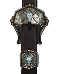 Browband - 3/4" Leather with Turquoise Longhorn Buckle