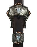 Browband - 3/4" Leather with Turquoise Longhorn Buckle