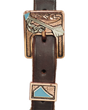 One Ear Headstall - 3/4" Slip Ear Headstall - Copper Arrow & Feather Buckle