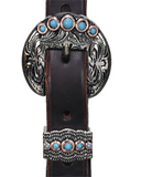 One Ear Headstall - Scrolled Turquoise Dotted Buckle