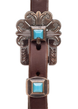 One Ear Bridle - Antique Copper & Turquoise Stone HDST-710