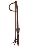One Ear Bridle - Antique Copper & Turquoise Stone HDST-710