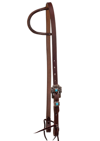 One Ear Bridle - Antique Copper & Turquoise Stone HDST-710