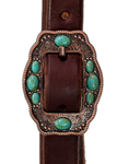 Browband - 3/4" Leather with Small Antique Copper & Turquoise Buckle