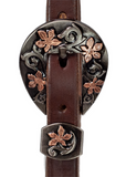 One Ear Headstall - 3/4" - Copper Floral Buckle & Keeper Set
