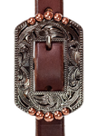 Browband - 3/4" Leather - Engraved Copper Dot Buckles