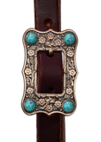 One Ear Headstall - 3/4" Slip Ear Headstall - Copper Daisy & Turquoise Stone