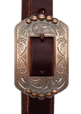 One Ear Headstall - 3/4" Slip Ear Headstall - Engraved Copper Dot Buckle