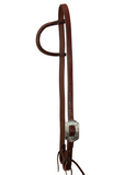 One Ear Headstall - 3/4" Slip Ear Headstall - Engraved Silver Dot Buckle