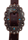 One Ear Headstall -3/4" Slip Ear Headstall - Turquoise & Rhinestone Buckle