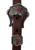 One Ear Bridle - 3/4" Leather with Red Longhorn Buckle