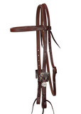 Browband - 3/4" Leather with Copper Flower & Turquoise Buckle
