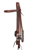 Browband - 3/4" Leather with Turquoise Cactus Buckles