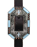 Browband - 3/4" Leather with Turquoise Cactus Buckles