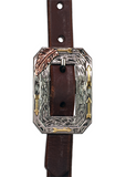 Browband Headstall - 3/4" Leather with Copper Feather + Arrows Buckles