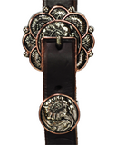 Browband Headstall - 3/4" Leather with Antiqued Copper Sunflower Buckle