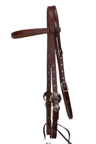 Browband - 3/4" Leather with Antiqued Copper Sunflower Buckle