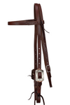 Browband - 3/4" Leather - Engraved Copper Dot Buckles