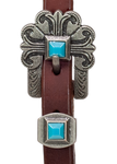 Browband - 3/4" Leather with Antique Silver & Turquoise Stone