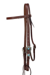 Browband - 3/4" Leather with Antique Silver & Turquoise Stone