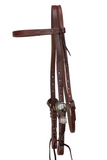 Browband Headstall - 3/4" Leather with Turquoise Thunderbird Buckles